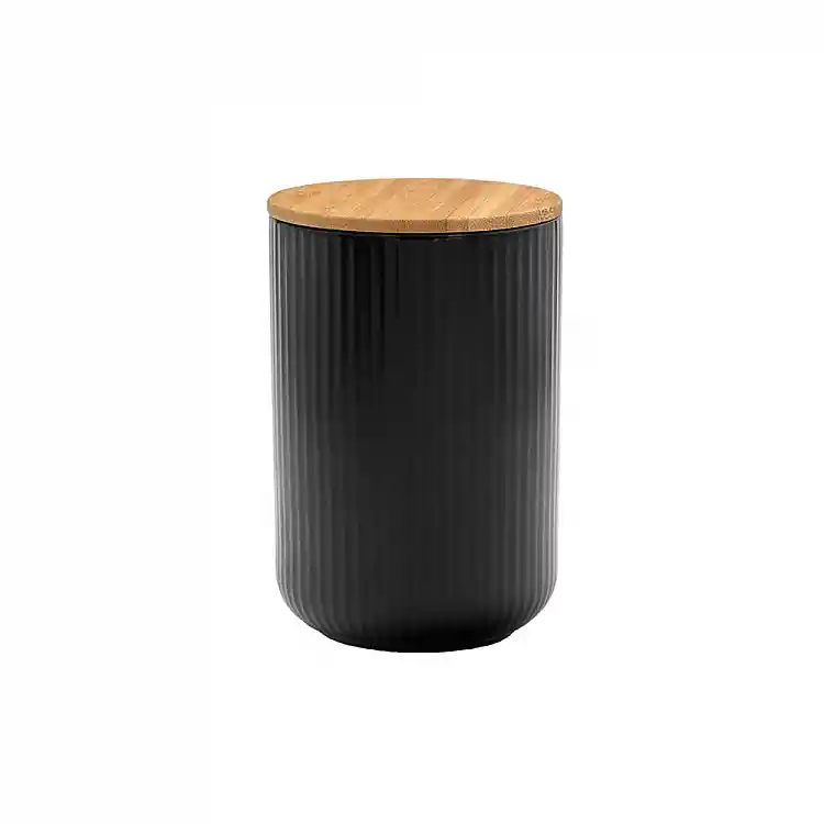 LIBERTA RIPPLE ΔΟΧΕΙΟ ΑΠΟΘΗΚΕΥΣΗΣ ΜΕ ΚΑΠΑΚΙ 10x10x15cm ΠΟΡΣΕΛΑΝΗ ΜΑΥΡΟ ΦΥΣΙΚΟ BAMBOO