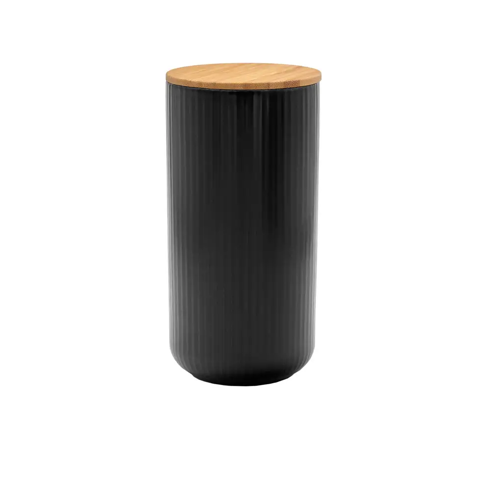 LIBERTA RIPPLE ΔΟΧΕΙΟ ΑΠΟΘΗΚΕΥΣΗΣ ΜΕ ΚΑΠΑΚΙ 10x10x20cm ΠΟΡΣΕΛΑΝΗ ΜΑΥΡΟ ΦΥΣΙΚΟ BAMBOO