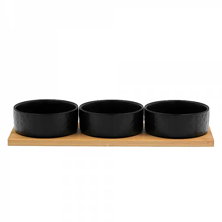 LIBERTA FLEURS ΜΠΩΛ SET 3ΤΜΧ 29x10x5cm ΠΟΡΣΕΛΑΝΗ ΜΑΥΡΟ ΦΥΣΙΚΟ BAMBOO