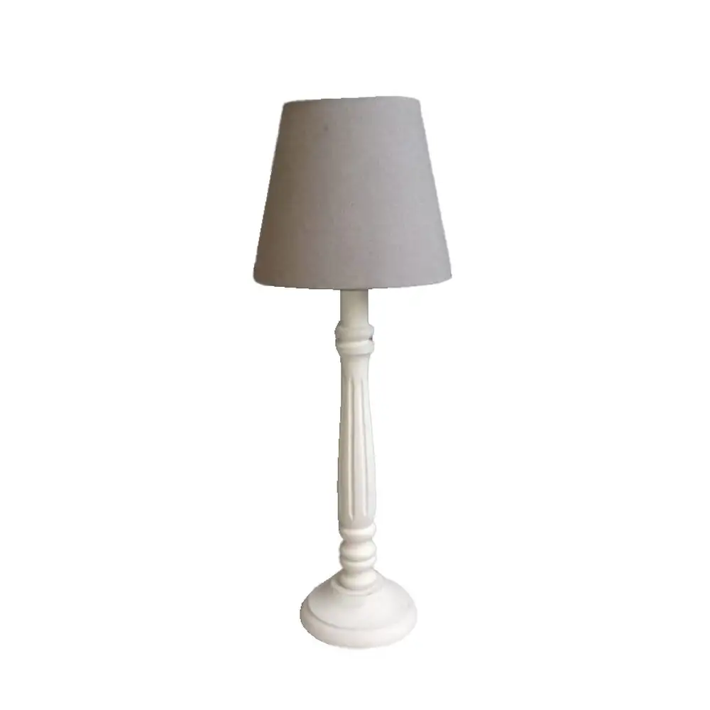 LIBERTA ORIANNE ΦΩΤΙΣΤΙΚΟ ΕΠΙΤΡΑΠΕΖΙΟ 12x18x49cm ΞΥΛΟ ΛΕΥΚΟ ΑΝΤΙΚΕ ΥΦΑΣΜΑ ΓΚΡΙ