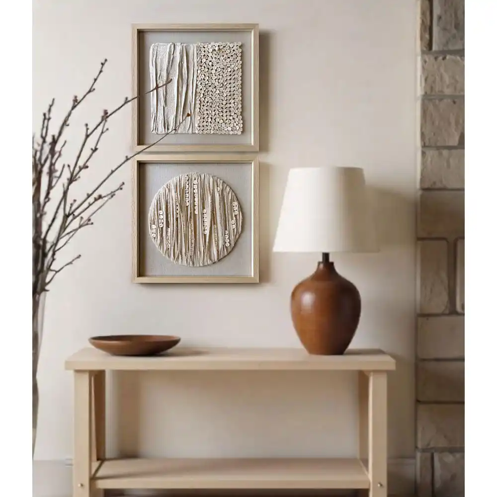 LIBERTA PURE NATURE ΠΙΝΑΚΑΣ ΔΙΑΚΟΣΜΗΣΗΣ 60x60x4cm ΥΦΑΣΜΑ ΜΠΕΖ ΓΥΑΛΙ ΦΥΣΙΚΟ