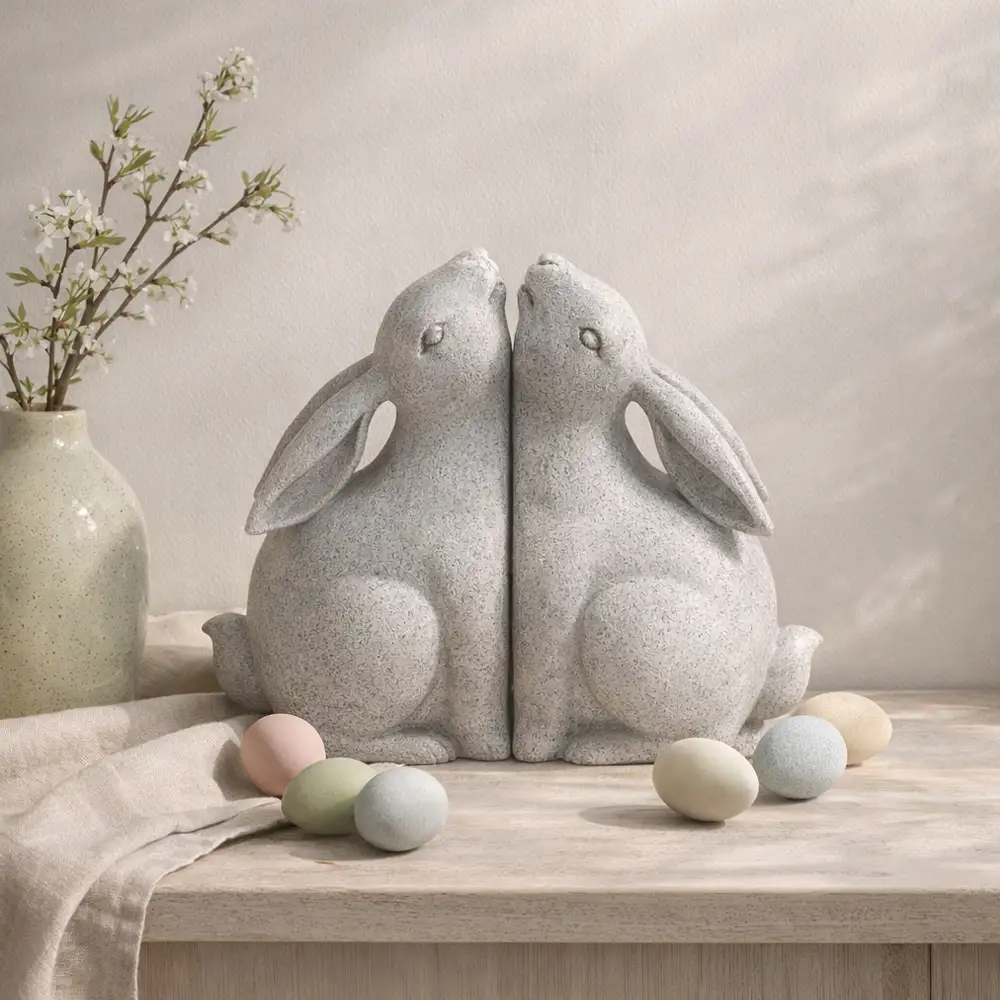LIBERTA BUN BUN ΔΙΑΚΟΣΜΗΤΙΚΟ ΒΙΒΛΙΟΣΤΑΤΗΣ SET 2ΤΜΧ 22x9x18cm POLYRESIN ΜΠΕΖ