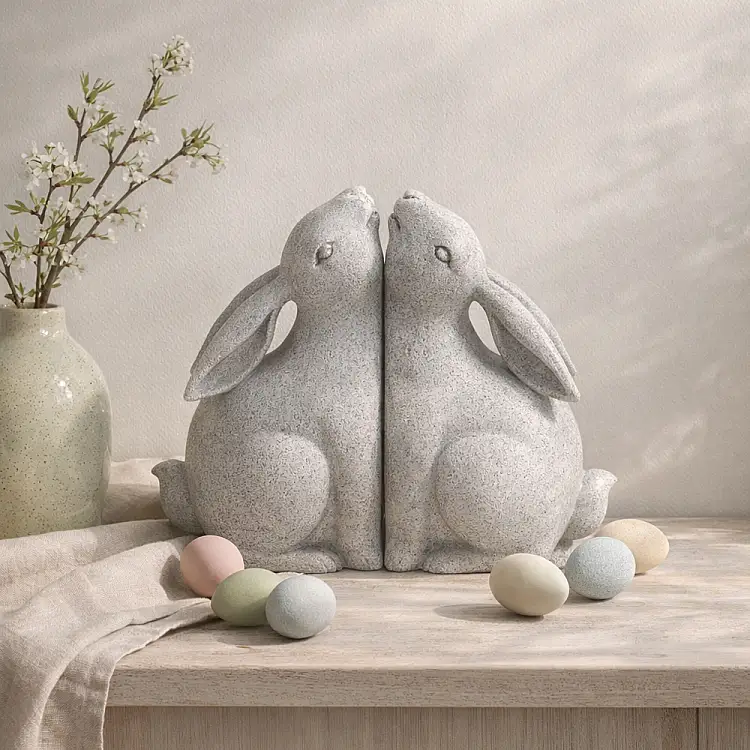 LIBERTA BUN BUN ΔΙΑΚΟΣΜΗΤΙΚΟ ΒΙΒΛΙΟΣΤΑΤΗΣ SET 2ΤΜΧ 22x9x18cm POLYRESIN ΜΠΕΖ