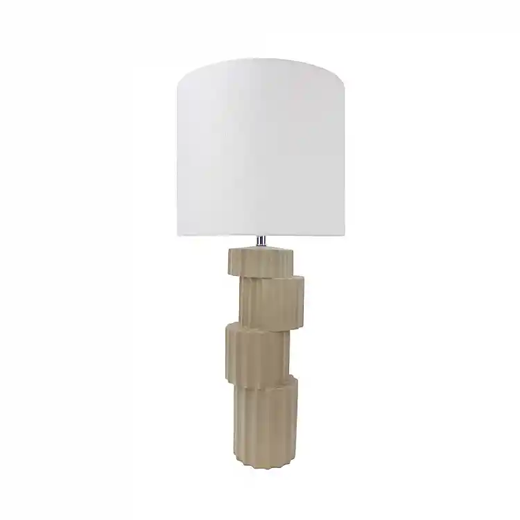 LIBERTA OLES ΦΩΤΙΣΤΙΚΟ ΕΠΙΤΡΑΠΕΖΙΟ 72cm POLYRESIN ΜΠΕΖ ΛΙΝΟ ΛΕΥΚΟ