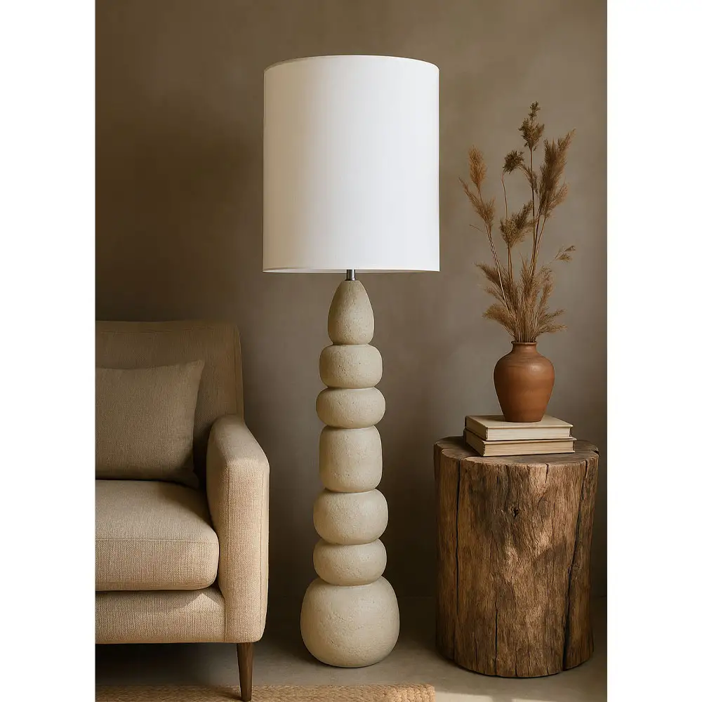 LIBERTA STONES ΦΩΤΙΣΤΙΚΟ ΕΠΙΔΑΠΕΔΙΟ 116cm POLYRESIN ΜΠΕΖ ΛΙΝΟ ΛΕΥΚΟ