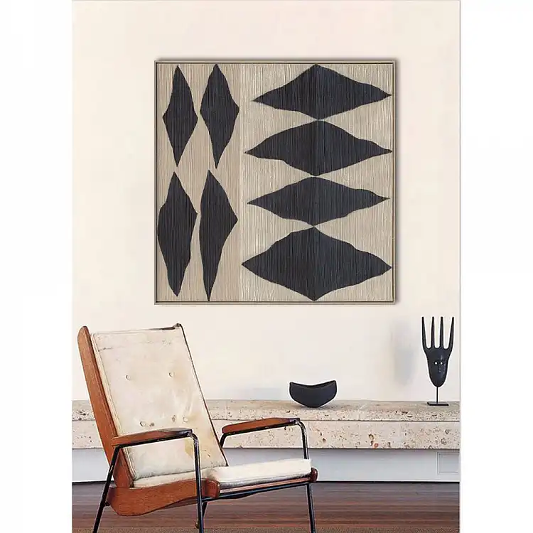 LIBERTA SHAYE ΠΙΝΑΚΑΣ ΔΙΑΚΟΣΜΗΣΗΣ 100x100x5cm ΚΑΜΒΑΣ ΜΠΕΖ ΜΠΛΕ ΞΥΛΟ ΦΥΣΙΚΟ