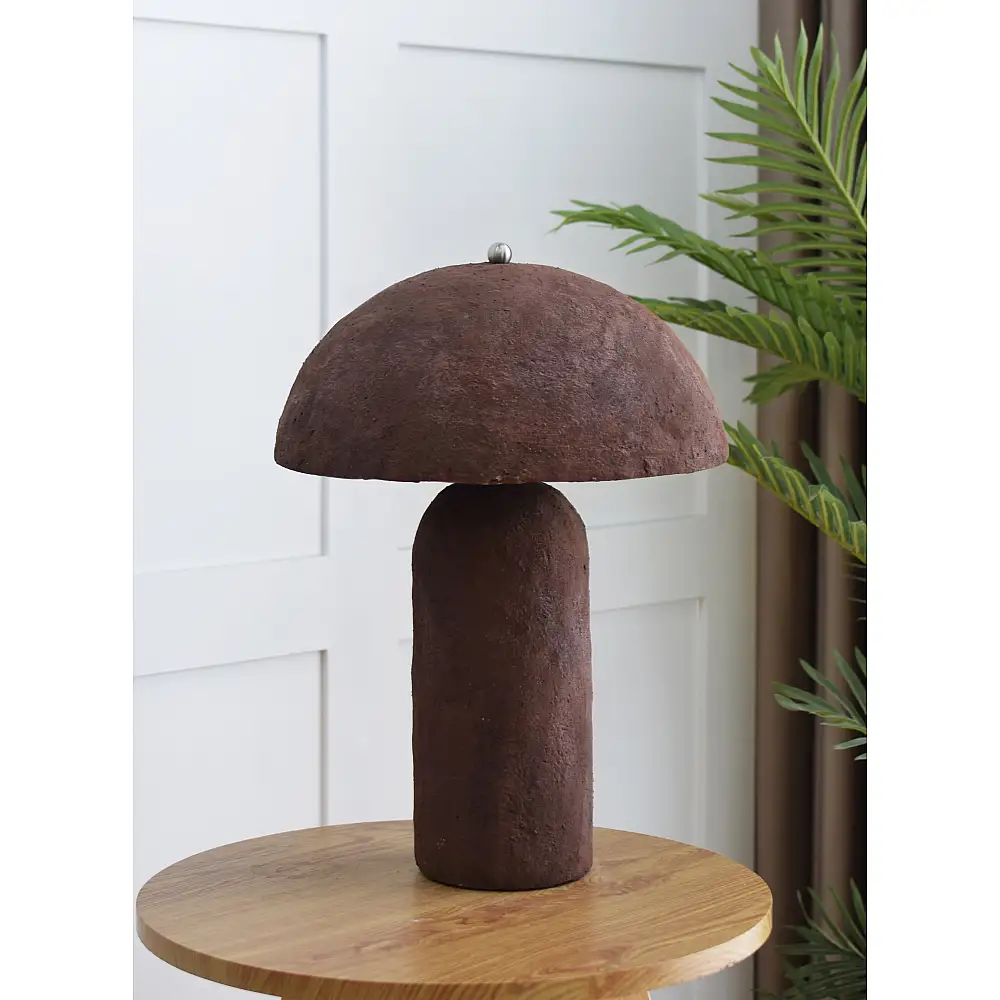 LIBERTA ASHER ΦΩΤΙΣΤΙΚΟ ΕΠΙΤΡΑΠΕΖΙΟ 36x36x50cm PAPER MACHE ΚΑΦΕ