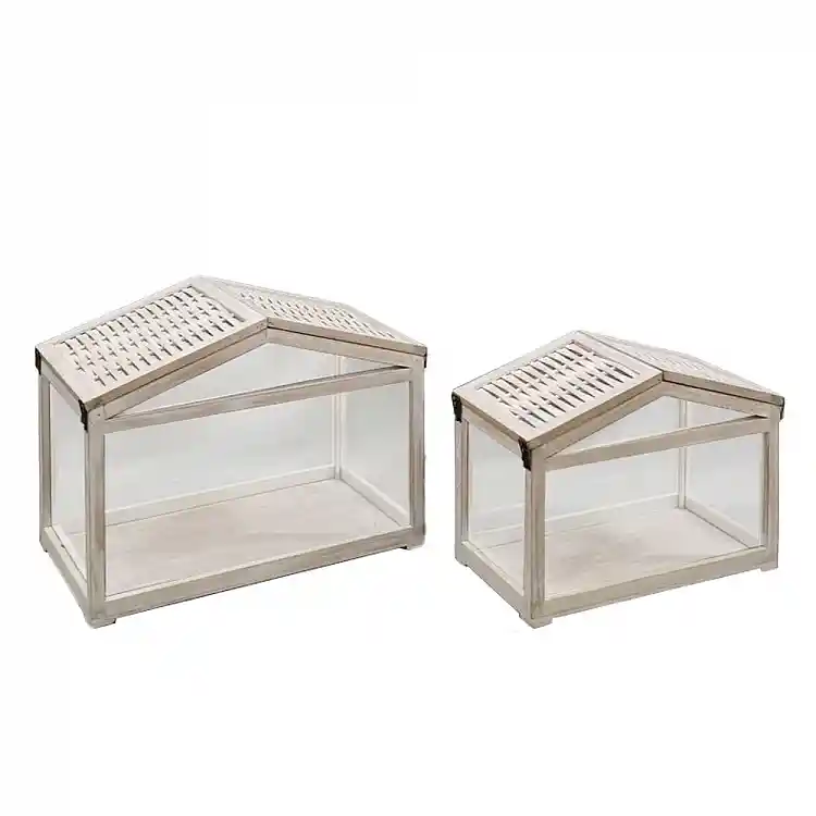 LIBERTA SIKINOS ΦΑΝΑΡΙ 46x26x34cm ΞΥΛΟ ΕΛΑΤΟΥ WHITE WASHED ΓΥΑΛΙ