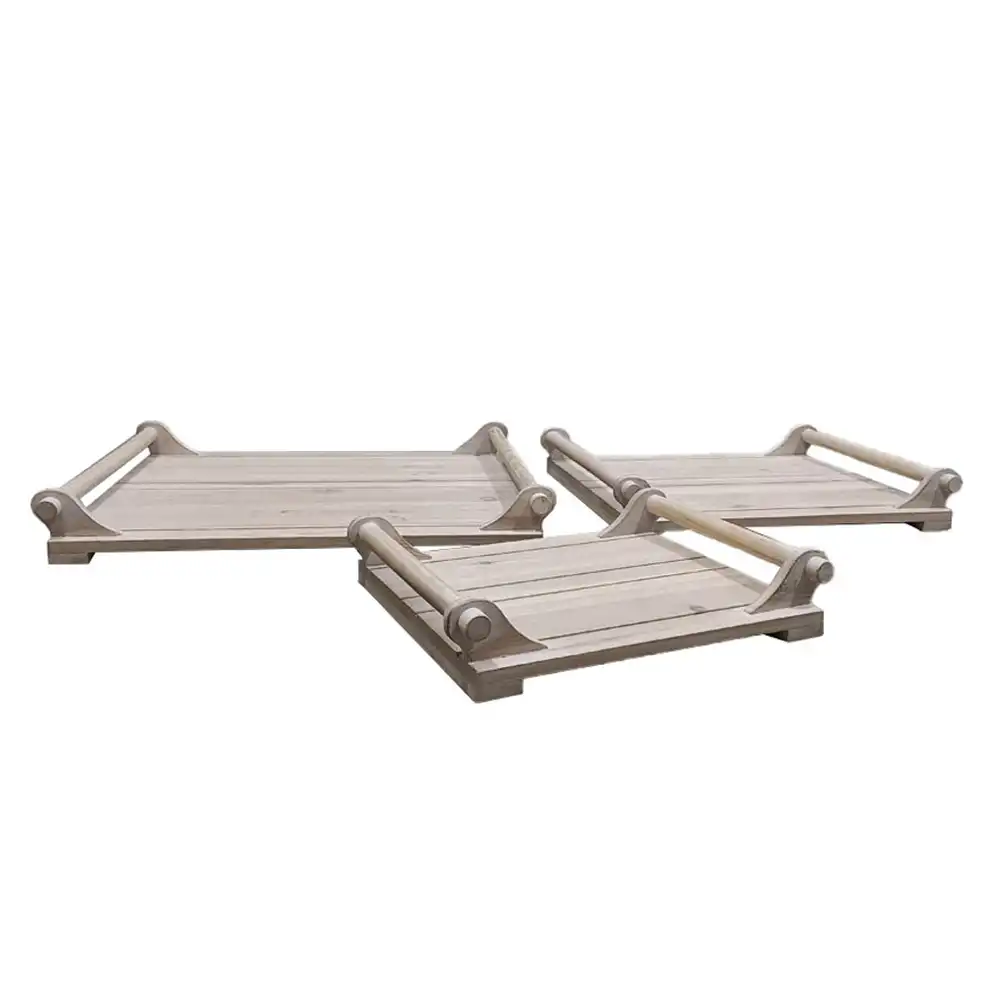 LIBERTA SIKINOS ΔΙΣΚΟΣ SET 3ΤΜΧ 42x36x6cm ΞΥΛΟ ΕΛΑΤΟΥ WHITE WASHED