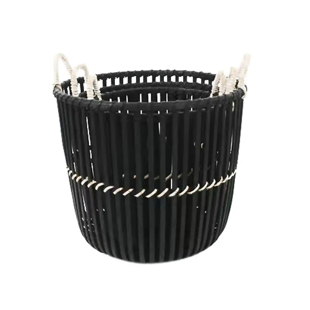 LIBERTA NUBIA ΚΑΛΑΘΙ SET 3ΤΜΧ 37x37x33cm BAMBOO ΜΑΥΡΟ ΦΥΣΙΚΟ ΣΧΟΙΝΙ