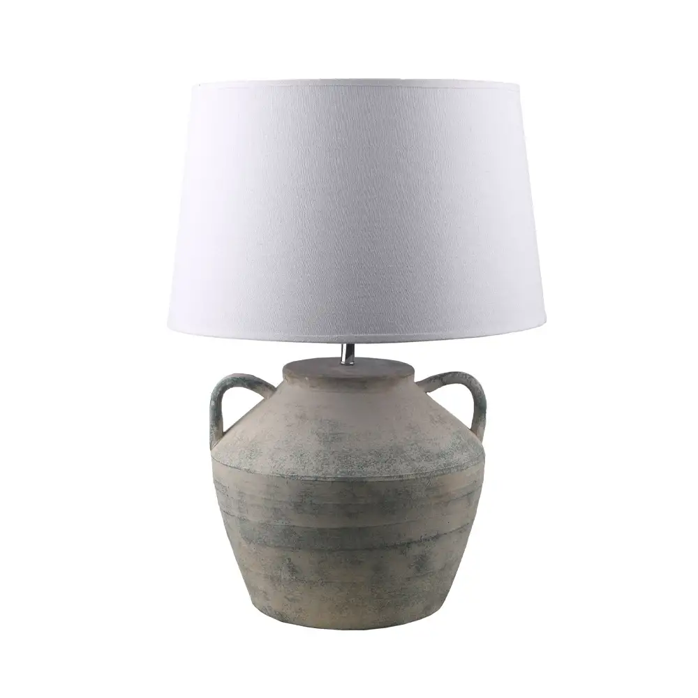 LIBERTA DILOS ΦΩΤΙΣΤΙΚΟ ΕΠΙΤΡΑΠΕΖΙΟ 34x34x62cm ΚΕΡΑΜΙΚΟ ΓΚΡΙ ΛΙΝΟ ΛΕΥΚΟ