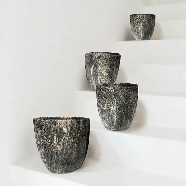 LIBERTA ROCKY ΓΛΑΣΤΡΑ ΣΕΤ 3ΤΜΧ 30x30x31cm ΚΕΡΑΜΙΚΟ ΑΝΘΡΑΚΙ ΜΠΕΖ
