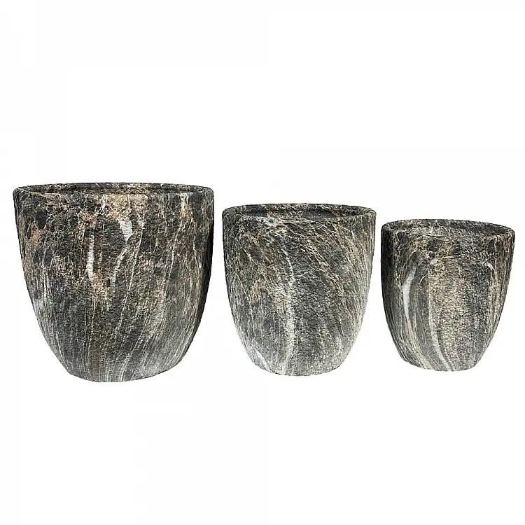 LIBERTA ROCKY ΓΛΑΣΤΡΑ ΣΕΤ 3ΤΜΧ 30x30x31cm ΚΕΡΑΜΙΚΟ ΑΝΘΡΑΚΙ ΜΠΕΖ