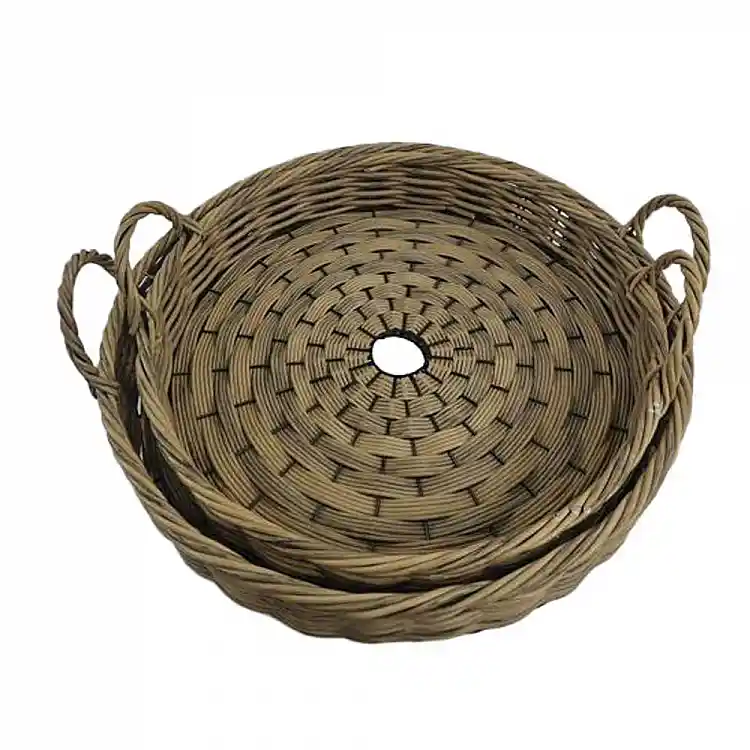 LIBERTA KEGAN ΔΙΣΚΟΣ 56x56x11cm ΞΥΛΟ ΚΑΦΕ RATTAN