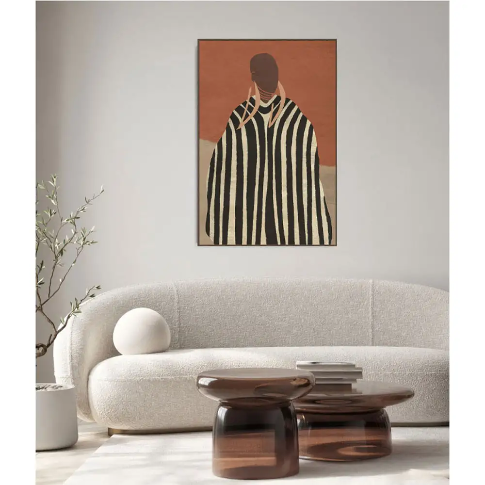LIBERTA CIANNA ΠΙΝΑΚΑΣ ΔΙΑΚΟΣΜΗΤΙΚΟΣ ΜΕ ΚΟΡΝΙΖΑ 80x120x4cm ΚΑΜΒΑΣ TERRACOTTA ΜΠΕΖ ΚΑΦΕ PS