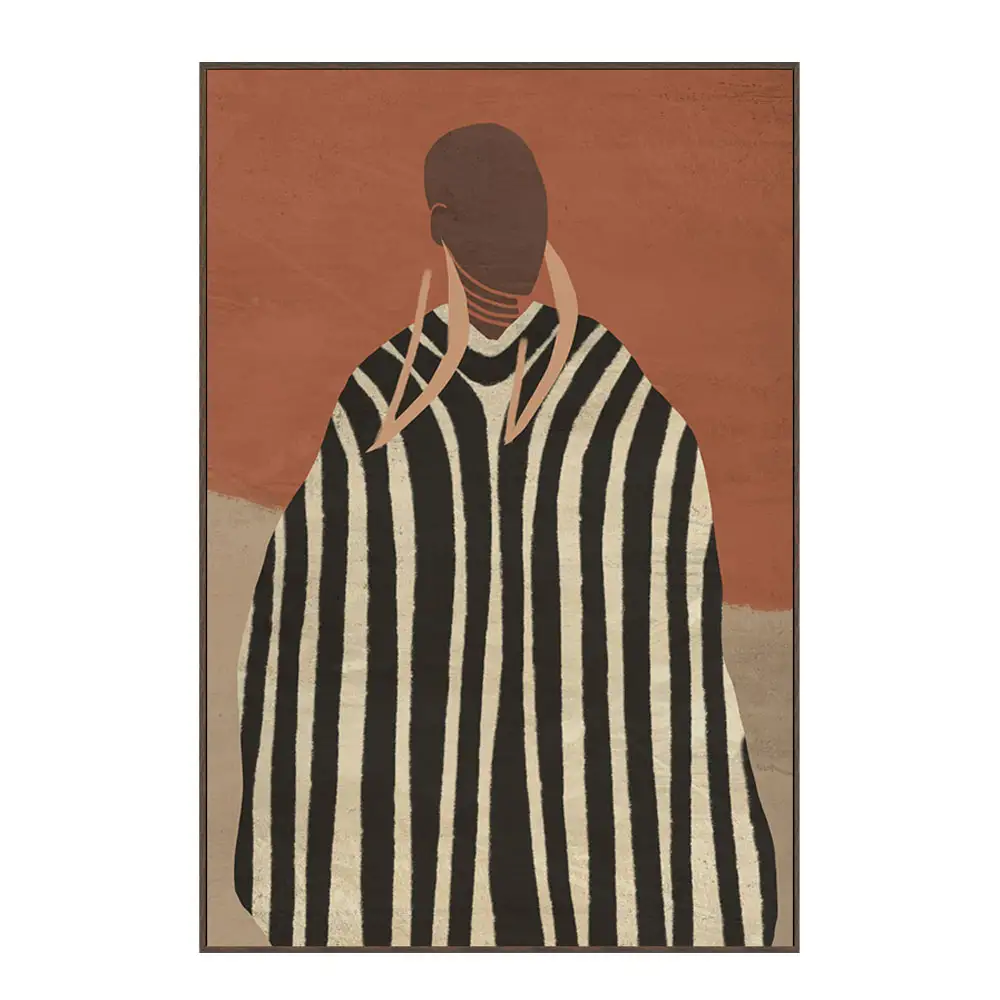LIBERTA CIANNA ΠΙΝΑΚΑΣ ΔΙΑΚΟΣΜΗΤΙΚΟΣ ΜΕ ΚΟΡΝΙΖΑ 80x120x4cm ΚΑΜΒΑΣ TERRACOTTA ΜΠΕΖ ΚΑΦΕ PS