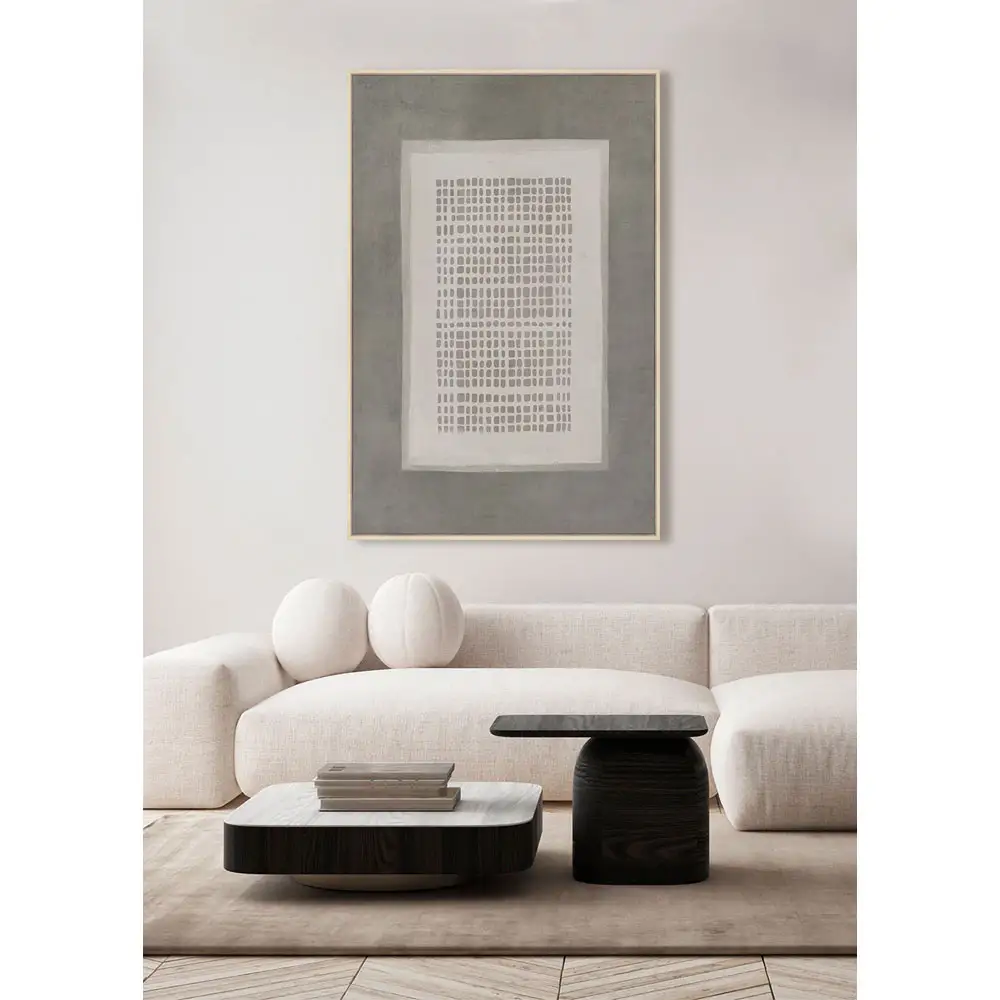 LIBERTA COSMIC GRID ΠΙΝΑΚΑΣ ΔΙΑΚΟΣΜΗΤΙΚΟΣ ΜΕ ΚΟΡΝΙΖΑ 80x120x4cm ΚΑΜΒΑΣ ΓΚΡΙ ΣΚΟΥΡΟ ΜΠΕΖ ΞΥΛΟ