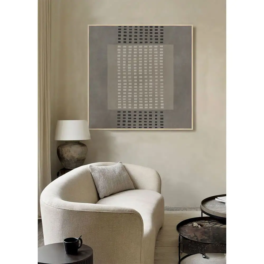 LIBERTA FRAMED DREAM ΠΙΝΑΚΑΣ ΔΙΑΚΟΣΜΗΤΙΚΟΣ ΜΕ ΚΟΡΝΙΖΑ 80x80x4cm ΚΑΜΒΑΣ ΓΚΡΙ ΣΚΟΥΡΟ ΜΠΕΖ ΞΥΛΟ