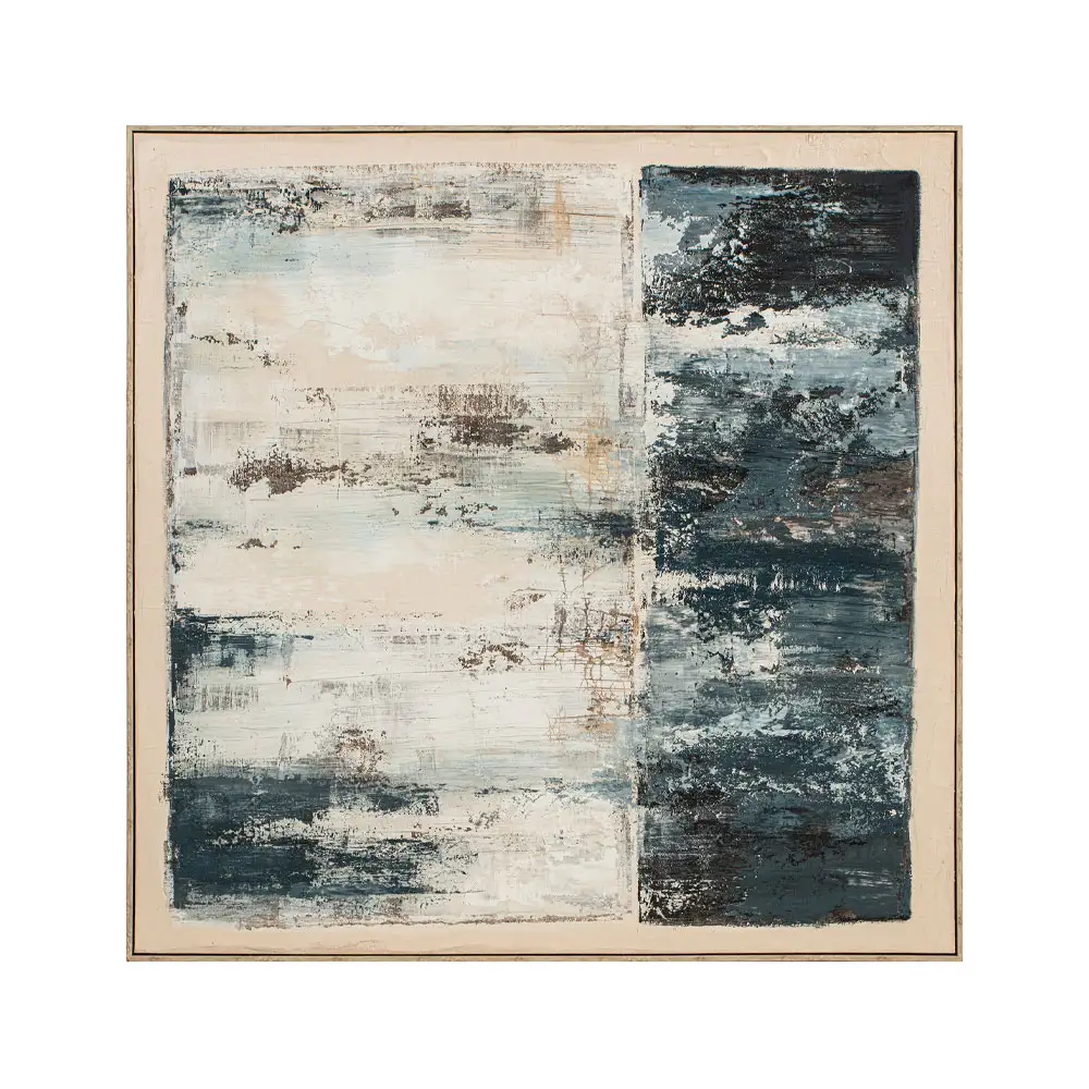 LIBERTA BLACK SEA ΠΙΝΑΚΑΣ ΔΙΑΚΟΣΜΗΤΙΚΟΣ ΜΕ ΚΟΡΝΙΖΑ 80x80x4cm ΚΑΜΒΑΣ BEIGE ΜΑΥΡΟ ΞΥΛΟ ΦΥΣΙΚΟ