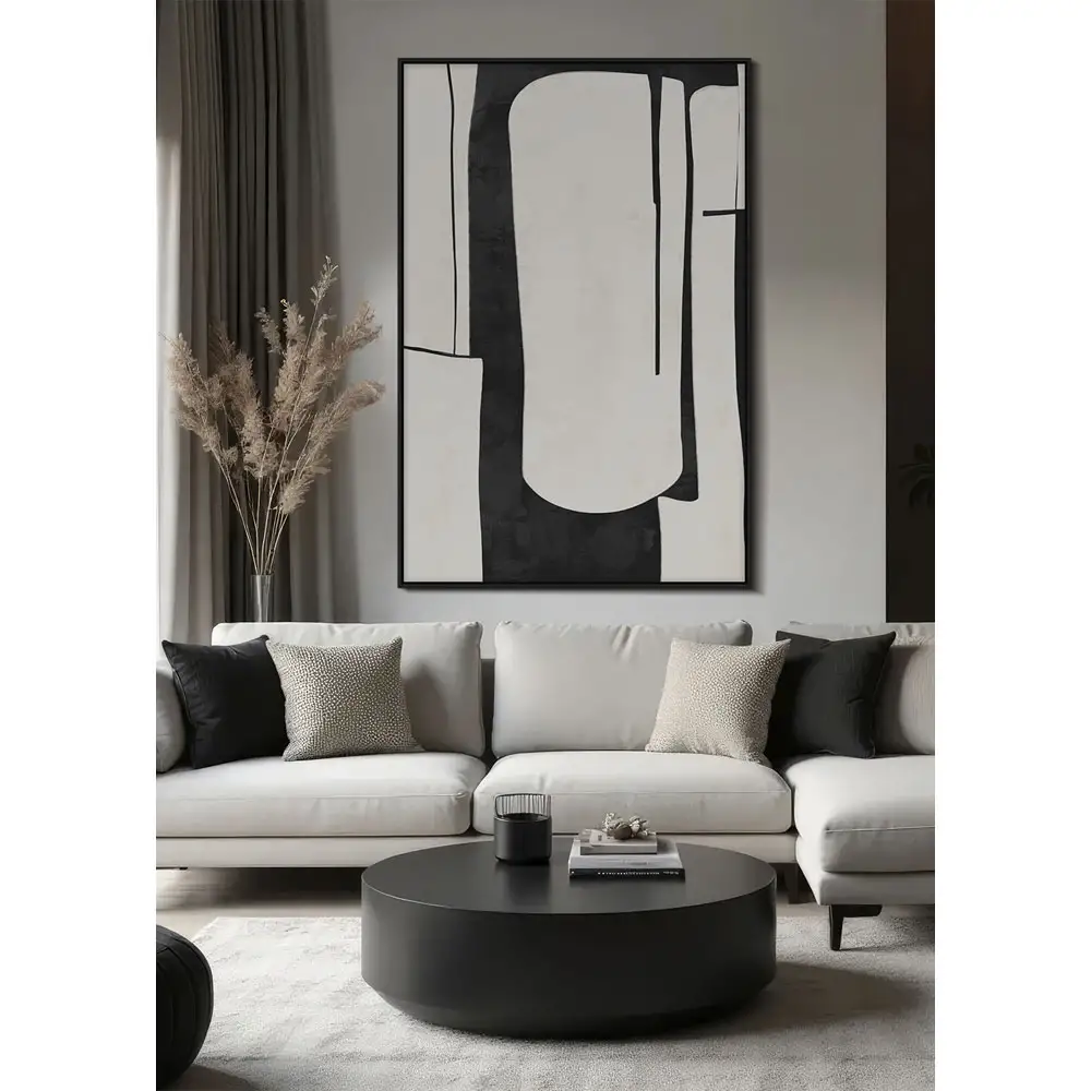 LIBERTA FIELDS ΠΙΝΑΚΑΣ ΔΙΑΚΟΣΜΗΤΙΚΟΣ ΜΕ ΚΟΡΝΙΖΑ 80x120x4cm ΚΑΜΒΑΣ ΜΑΥΡΟ BEIGE ΞΥΛΟ ΜΑΥΡΟ