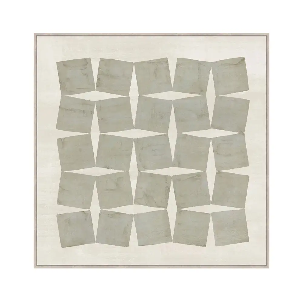 LIBERTA CHAINED ΠΙΝΑΚΑΣ ΔΙΑΚΟΣΜΗΤΙΚΟΣ ΜΕ ΚΟΡΝΙΖΑ 80x80x4cm ΚΑΜΒΑΣ BEIGE ΓΚΡΙ ΞΥΛΟ ΦΥΣΙΚΟ