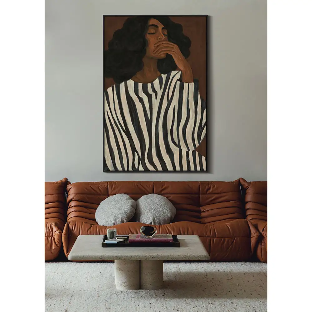 LIBERTA NOCTURNE ΠΙΝΑΚΑΣ ΔΙΑΚΟΣΜΗΤΙΚΟΣ ΜΕ ΚΟΡΝΙΖΑ 80x120x4cm ΚΑΜΒΑΣ ΚΑΦΕ ΠΟΛΥΧΡΩΜΟ ΞΥΛΟ ΜΑΥΡΟ