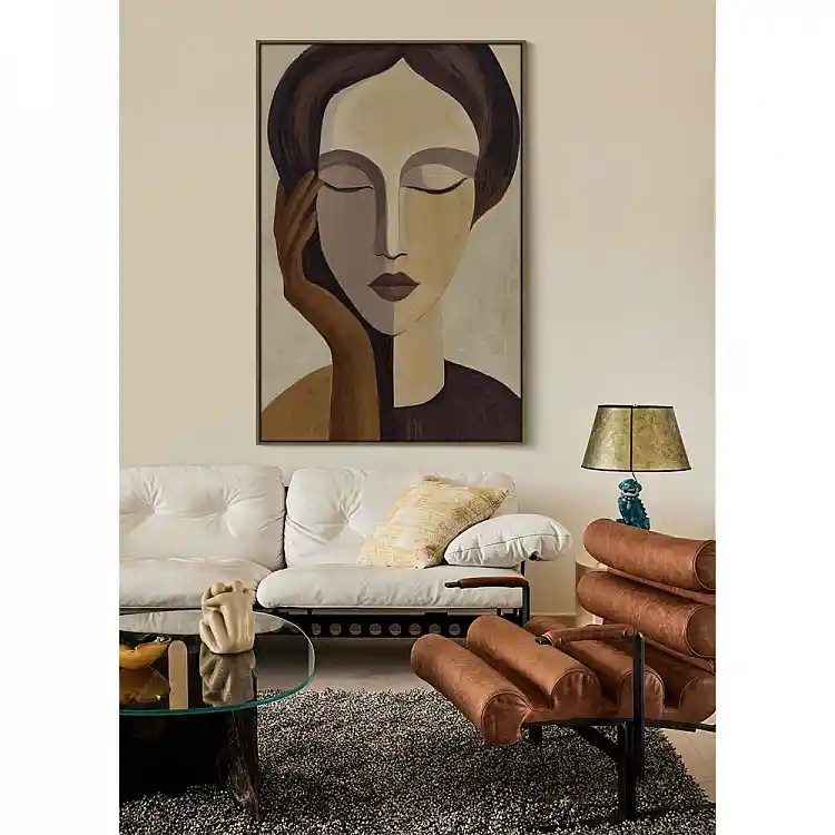 LIBERTA SONAR LADY ΠΙΝΑΚΑΣ ΔΙΑΚΟΣΜΗΤΙΚΟΣ ΜΕ ΚΟΡΝΙΖΑ 80x120x4cm ΚΑΜΒΑΣ BEIGE ΠΟΛΥΧΡΩΜΟ ΞΥΛΟ ΦΥΣΙΚΟ