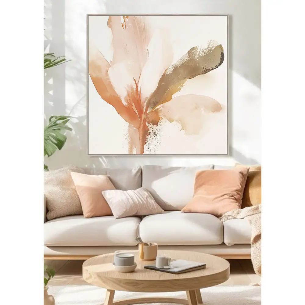 LIBERTA CALANDIUM.B ΠΙΝΑΚΑΣ ΔΙΑΚΟΣΜΗΤΙΚΟΣ ΜΕ ΚΟΡΝΙΖΑ 80x80x4cm ΚΑΜΒΑΣ BEIGE ΠΟΛΥΧΡΩΜΟ ΞΥΛΟ ΦΥΣΙΚΟ