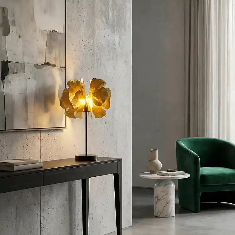 LIBERTA BLOSSOM ΦΩΤΙΣΤΙΚΟ ΕΠΙΤΡΑΠΕΖΙΟ 35x35x55cm ΜΕΤΑΛΛΟ BROWN GOLD ΜΑΥΡΟ