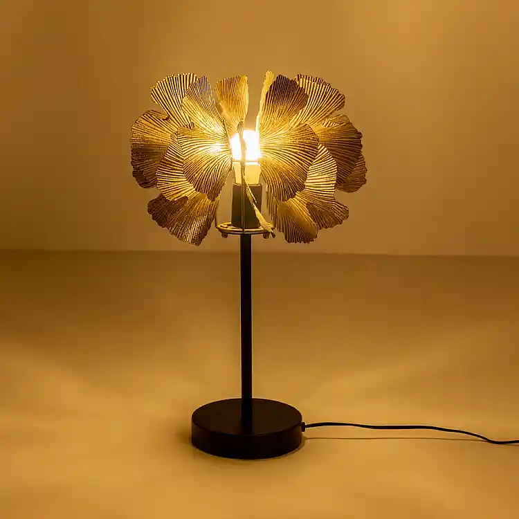 LIBERTA BLOSSOM ΦΩΤΙΣΤΙΚΟ ΕΠΙΤΡΑΠΕΖΙΟ 41x41x65cm ΜΕΤΑΛΛΟ BROWN GOLD ΜΑΥΡΟ