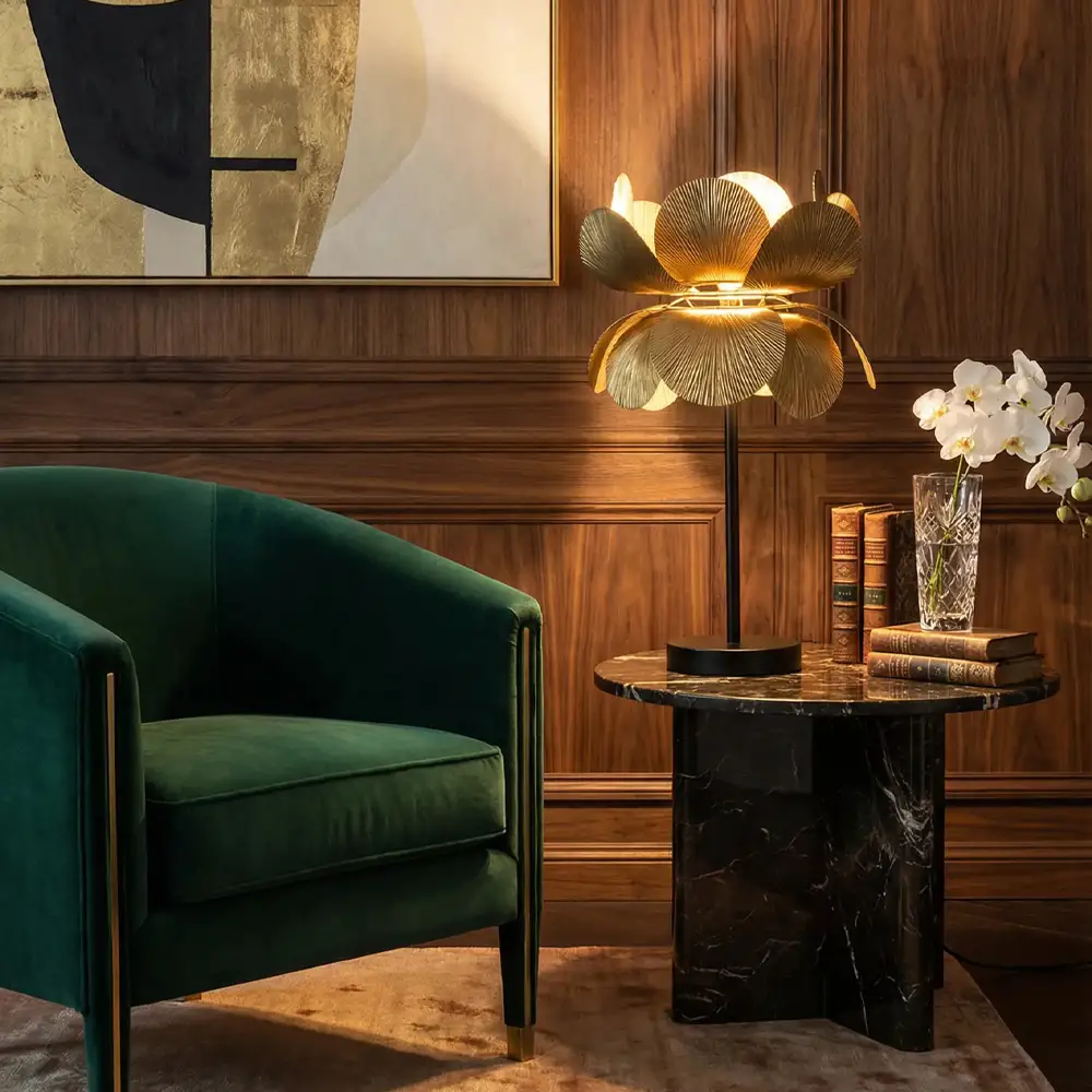 LIBERTA BLOSSOM ΦΩΤΙΣΤΙΚΟ ΕΠΙΤΡΑΠΕΖΙΟ 26x26x55cm ΜΕΤΑΛΛΟ BROWN GOLD