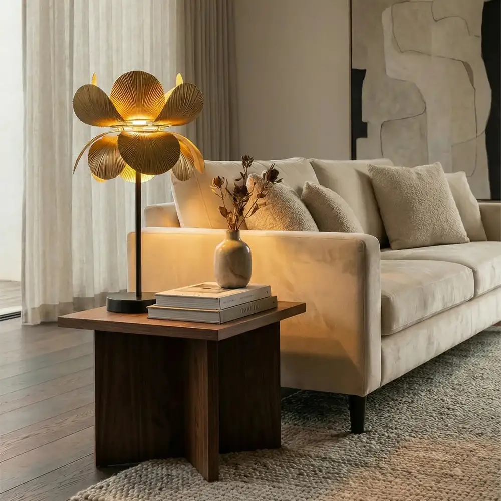 LIBERTA BLOSSOM ΦΩΤΙΣΤΙΚΟ ΕΠΙΤΡΑΠΕΖΙΟ 30x30x67cm ΜΕΤΑΛΛΟ BROWN GOLD