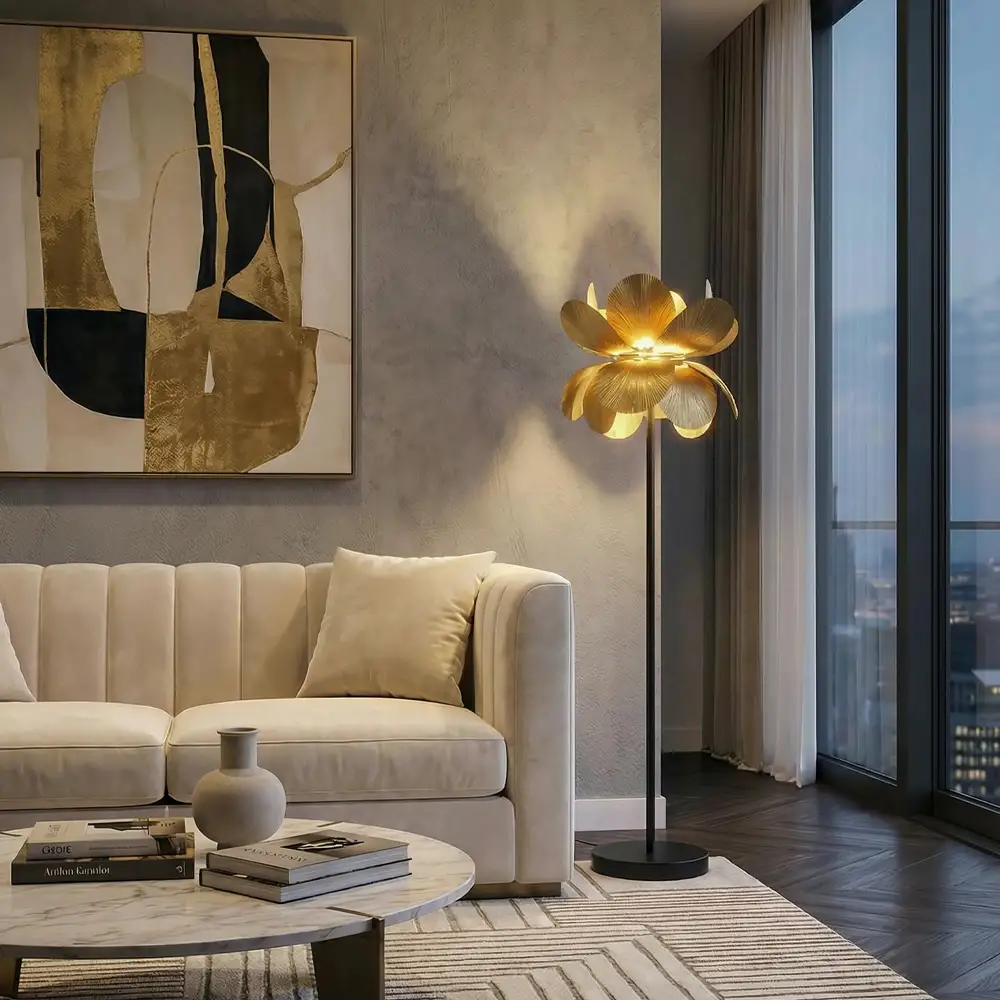 LIBERTA BLOSSOM ΦΩΤΙΣΤΙΚΟ ΕΠΙΔΑΠΕΔΙΟ 44x44x152cm ΜΕΤΑΛΛΟ BROWN GOLD