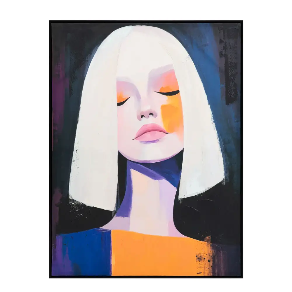 LIBERTA DONNA SOGNA ΠΙΝΑΚΑΣ ΔΙΑΚΟΣΜΗΤΙΚΟΣ ΜΕ ΚΟΡΝΙΖΑ 90x120x4cm ΚΑΜΒΑΣ ΠΟΛΥΧΡΩΜΟ ΞΥΛΟ ΜΑΥΡΟ