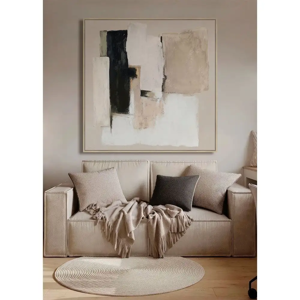 LIBERTA SANS FRONT ΠΙΝΑΚΑΣ ΔΙΑΚΟΣΜΗΤΙΚΟΣ ΜΕ ΚΟΡΝΙΖΑ 100x100x4cm ΚΑΜΒΑΣ ΜΠΕΖ ΛΕΥΚΟ ΜΑΥΡΟ ΞΥΛΟ ΦΥΣΙΚΟ