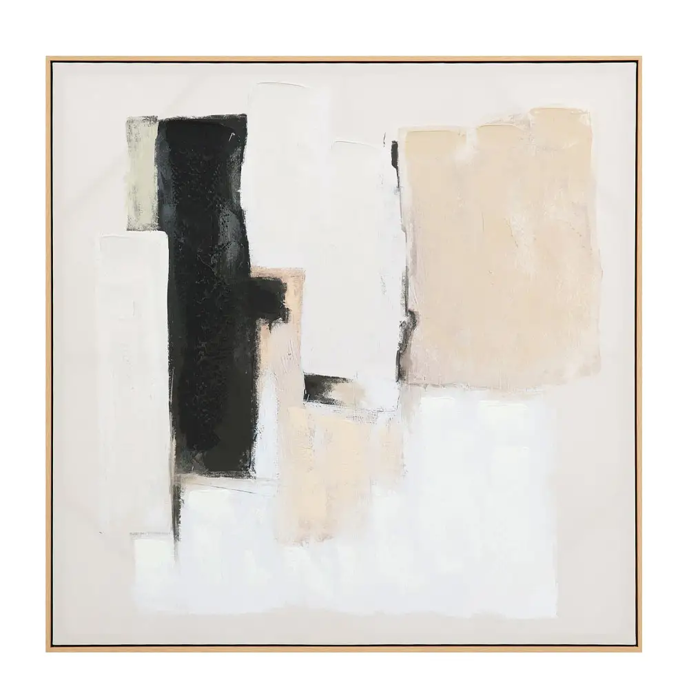 LIBERTA SANS FRONT ΠΙΝΑΚΑΣ ΔΙΑΚΟΣΜΗΤΙΚΟΣ ΜΕ ΚΟΡΝΙΖΑ 100x100x4cm ΚΑΜΒΑΣ ΜΠΕΖ ΛΕΥΚΟ ΜΑΥΡΟ ΞΥΛΟ ΦΥΣΙΚΟ