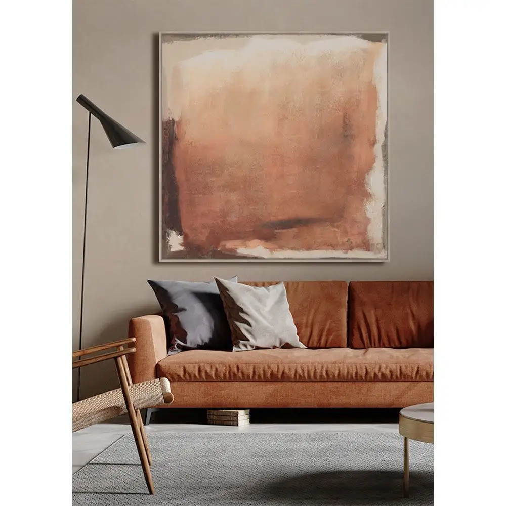 LIBERTA WARM ROOT ΠΙΝΑΚΑΣ ΔΙΑΚΟΣΜΗΤΙΚΟΣ ΜΕ ΚΟΡΝΙΖΑ 100x100x4cm ΚΑΜΒΑΣ TERRACOTTA ΜΠΕΖ ΚΑΦΕ ΞΥΛΟ ΦΥΣΙΚΟ