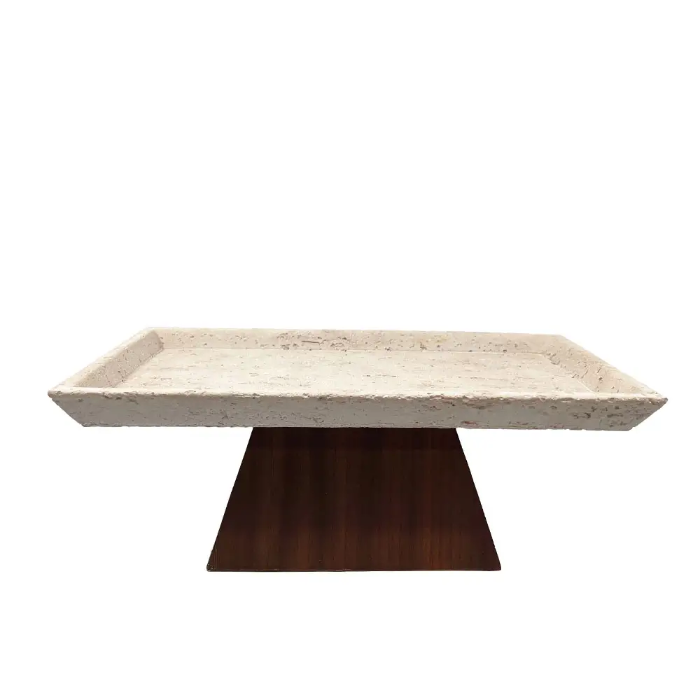 LIBERTA TRAVERTINO ΔΙΣΚΟΣ ΔΙΑΚΟΣΜΗΣΗΣ 31x17x12cm POLYRESIN STONE ΚΑΦΕ ΣΚΟΥΡΟ