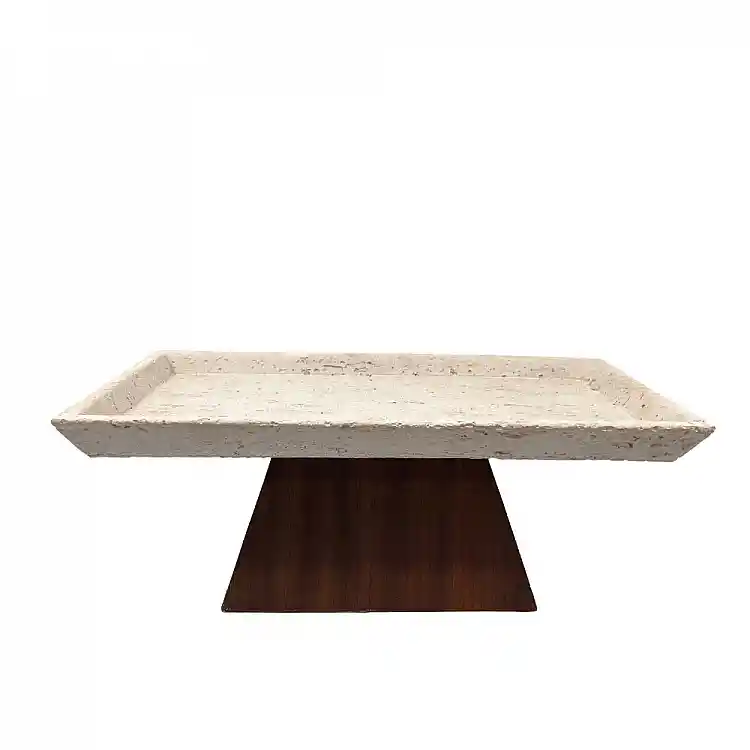 LIBERTA TRAVERTINO ΔΙΣΚΟΣ ΔΙΑΚΟΣΜΗΣΗΣ 31x17x12cm POLYRESIN STONE ΚΑΦΕ ΣΚΟΥΡΟ