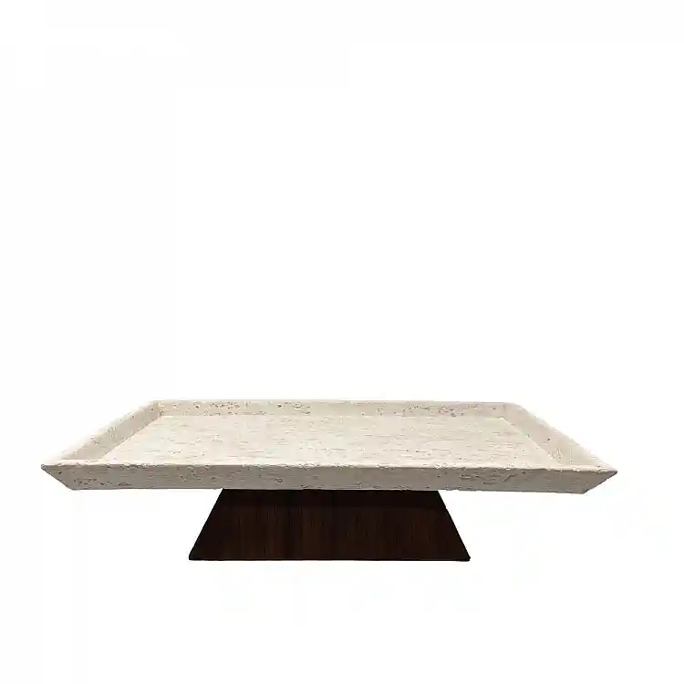 LIBERTA TRAVERTINO ΔΙΣΚΟΣ ΔΙΑΚΟΣΜΗΣΗΣ 40x22x10cm POLYRESIN STONE ΚΑΦΕ ΣΚΟΥΡΟ