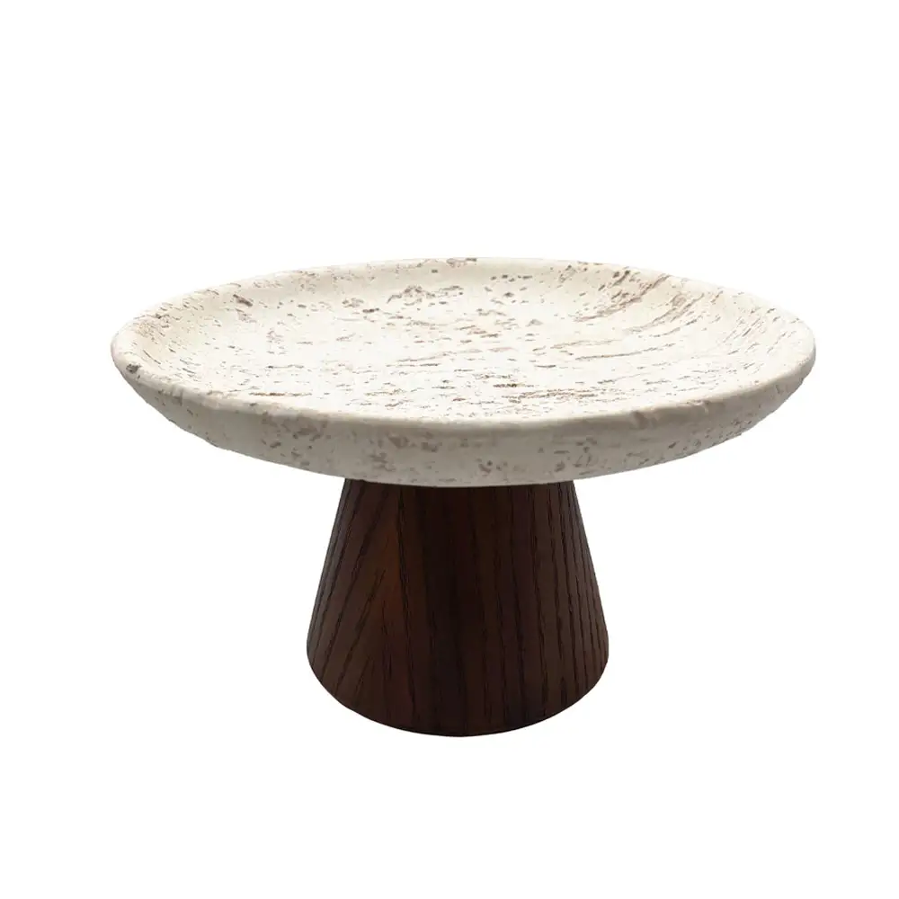 LIBERTA TRAVERTINO ΔΙΣΚΟΣ ΔΙΑΚΟΣΜΗΣΗΣ 22x22x13cm POLYRESIN STONE ΚΑΦΕ ΣΚΟΥΡΟ