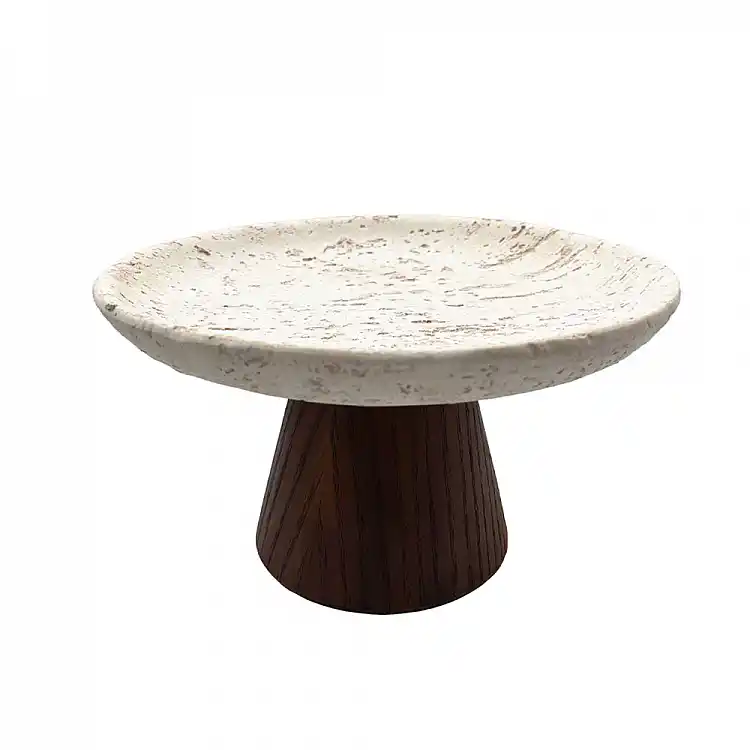 LIBERTA TRAVERTINO ΔΙΣΚΟΣ ΔΙΑΚΟΣΜΗΣΗΣ 22x22x13cm POLYRESIN STONE ΚΑΦΕ ΣΚΟΥΡΟ