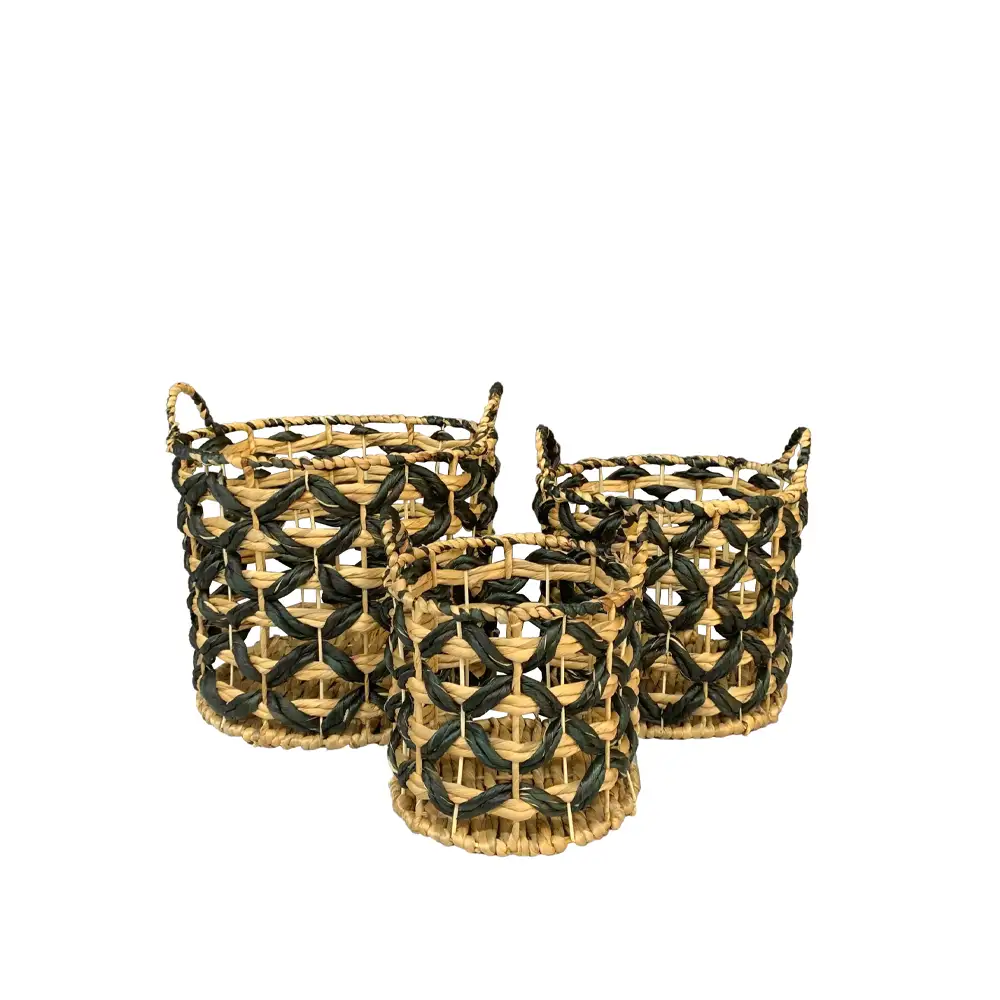 LIBERTA ROMVUS ΚΑΛΑΘΙ SET 3ΤΜΧ 36x36x38cm ΥΑΚΙΝΘΟΣ ΦΥΣΙΚΟ ΜΑΥΡΟ