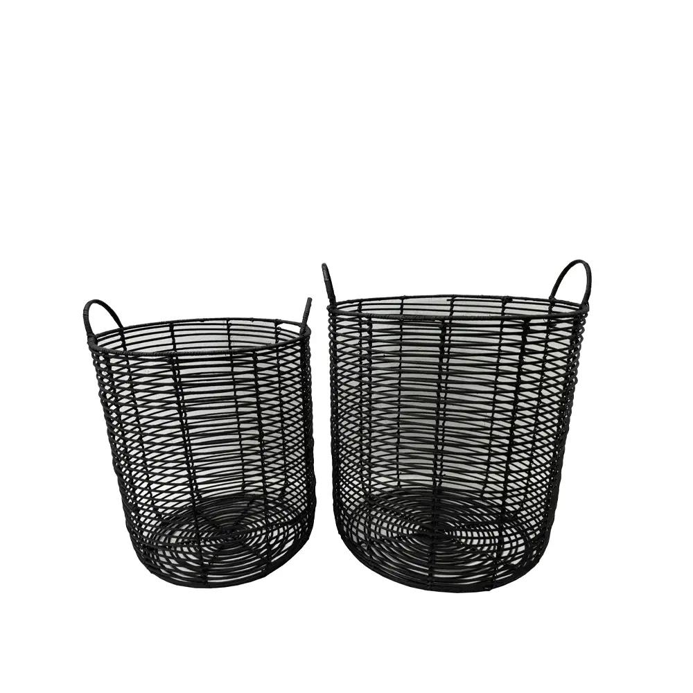 LIBERTA ONYX ΚΑΛΑΘΙ SET 2ΤΜΧ 40x40x51cm RATTAN ΦΥΣΙΚΟ ΜΑΥΡΟ