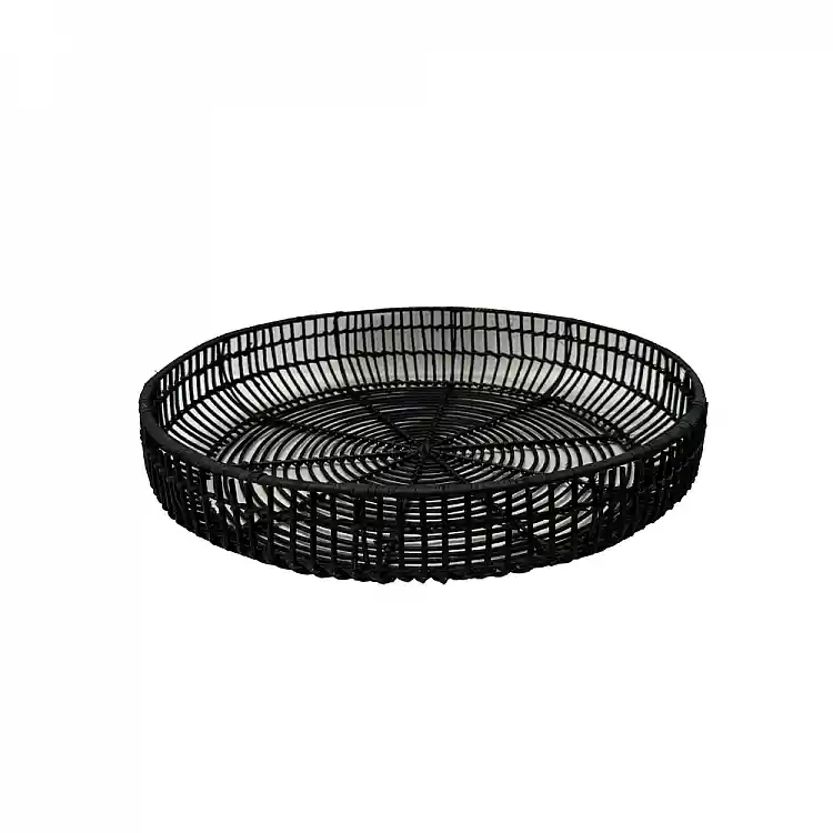 LIBERTA ONYX ΔΙΣΚΟΣ 51x51x9cm RATTAN ΦΥΣΙΚΟ ΜΑΥΡΟ