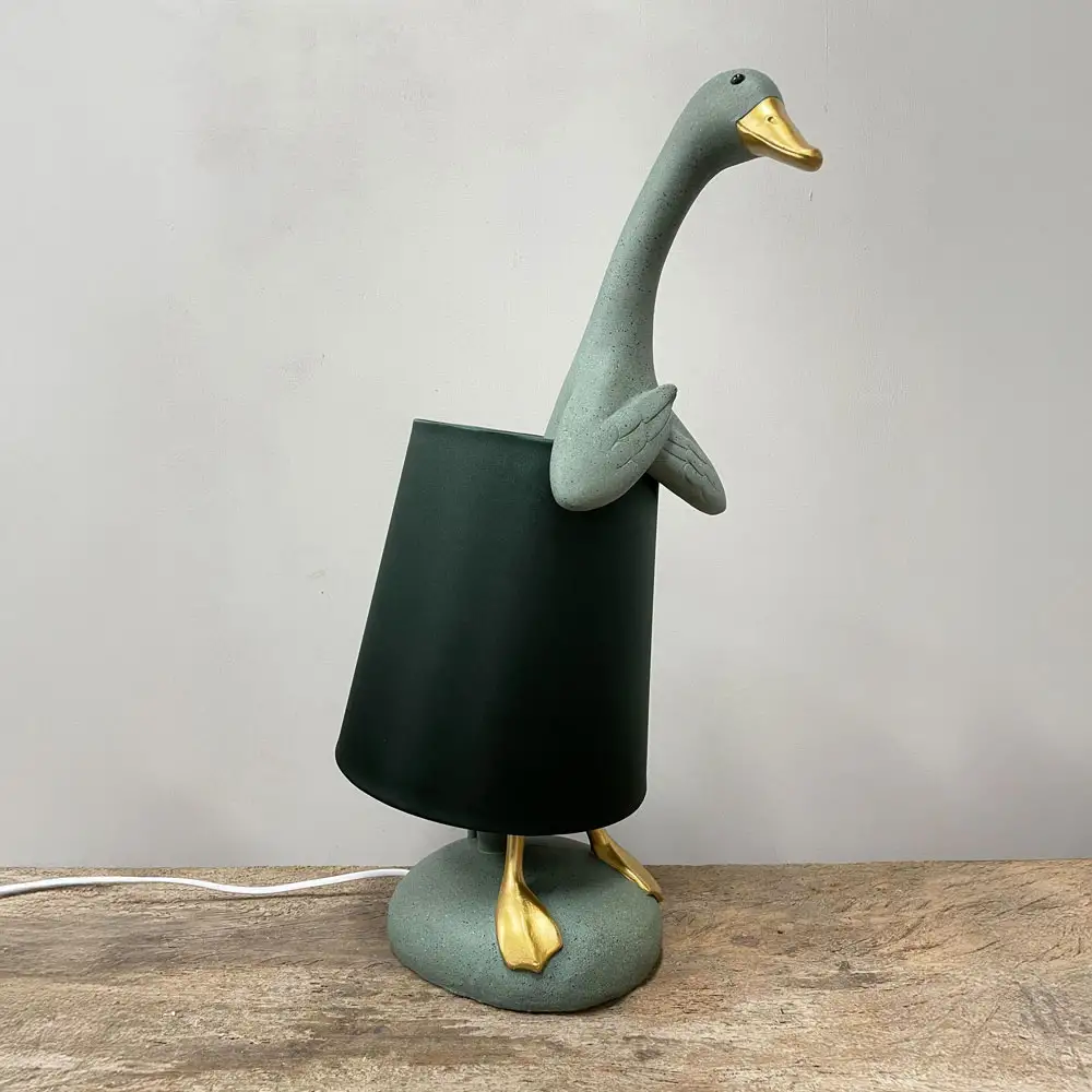 LIBERTA QUACK A ΦΩΤΙΣΤΙΚΟ ΕΠΙΤΡΑΠΕΖΙΟ 37x23x57.5cm POLYRESIN ΜΕΝΤΑ ΧΡΥΣΟ ΥΦΑΣΜΑ ΠΡΑΣΙΝΟ ΣΚΟΥΡΟ