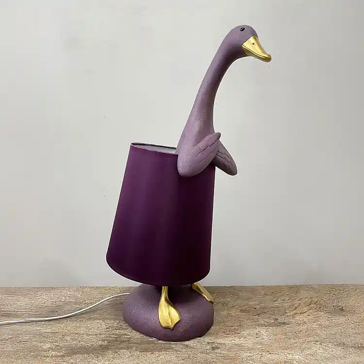 LIBERTA QUACK B ΦΩΤΙΣΤΙΚΟ ΕΠΙΤΡΑΠΕΖΙΟ 37x23x58cm POLYRESIN ΜΩΒ ΑΝΟΙΧΤΟ ΧΡΥΣΟ ΥΦΑΣΜΑ ΜΩΒ ΣΚΟΥΡΟ