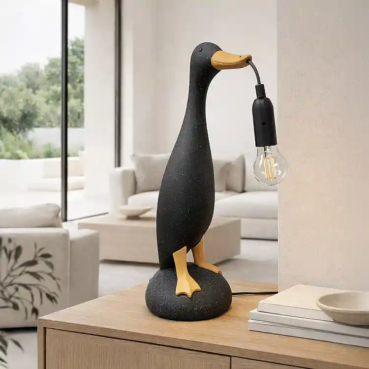 LIBERTA QUACK II ΦΩΤΙΣΤΙΚΟ ΕΠΙΤΡΑΠΕΖΙΟ 17x16x43cm POLYRESIN ΜΑΥΡΟ ΧΡΥΣΟ