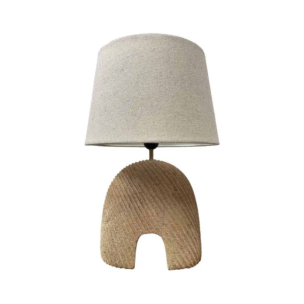 LIBERTA CAPSULE ΦΩΤΙΣΤΙΚΟ ΕΠΙΤΡΑΠΕΖΙΟ 30.5x30.5x45cm POLYRESIN TERRACOTTA ΑΝΟΙΧΤΟ ΥΦΑΣΜΑ OFF WHITE