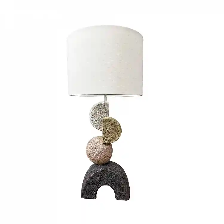 LIBERTA ZENSTONE B ΦΩΤΙΣΤΙΚΟ ΕΠΙΤΡΑΠΕΖΙΟ 31x31x63cm POLYRESIN ΠΟΛΥΧΡΩΜΟ ΥΦΑΣΜΑ ΛΕΥΚΟ